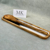 Olive Wood with Black and White Resin Spoon Rest Kitchen Helper