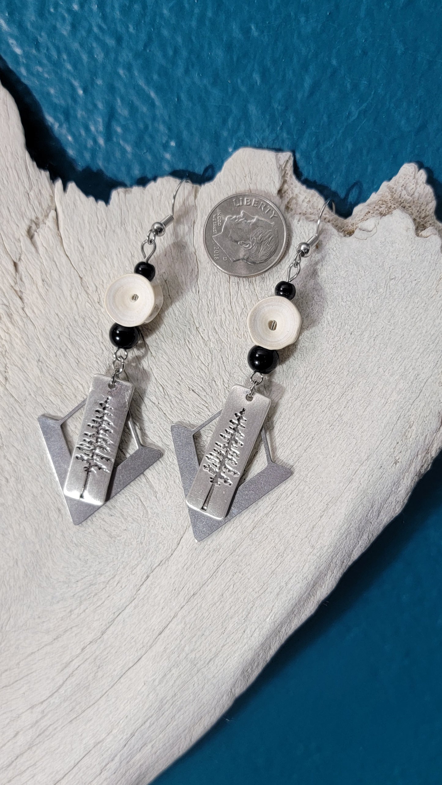 Etched Tree Design with Fish Bone Earrings
