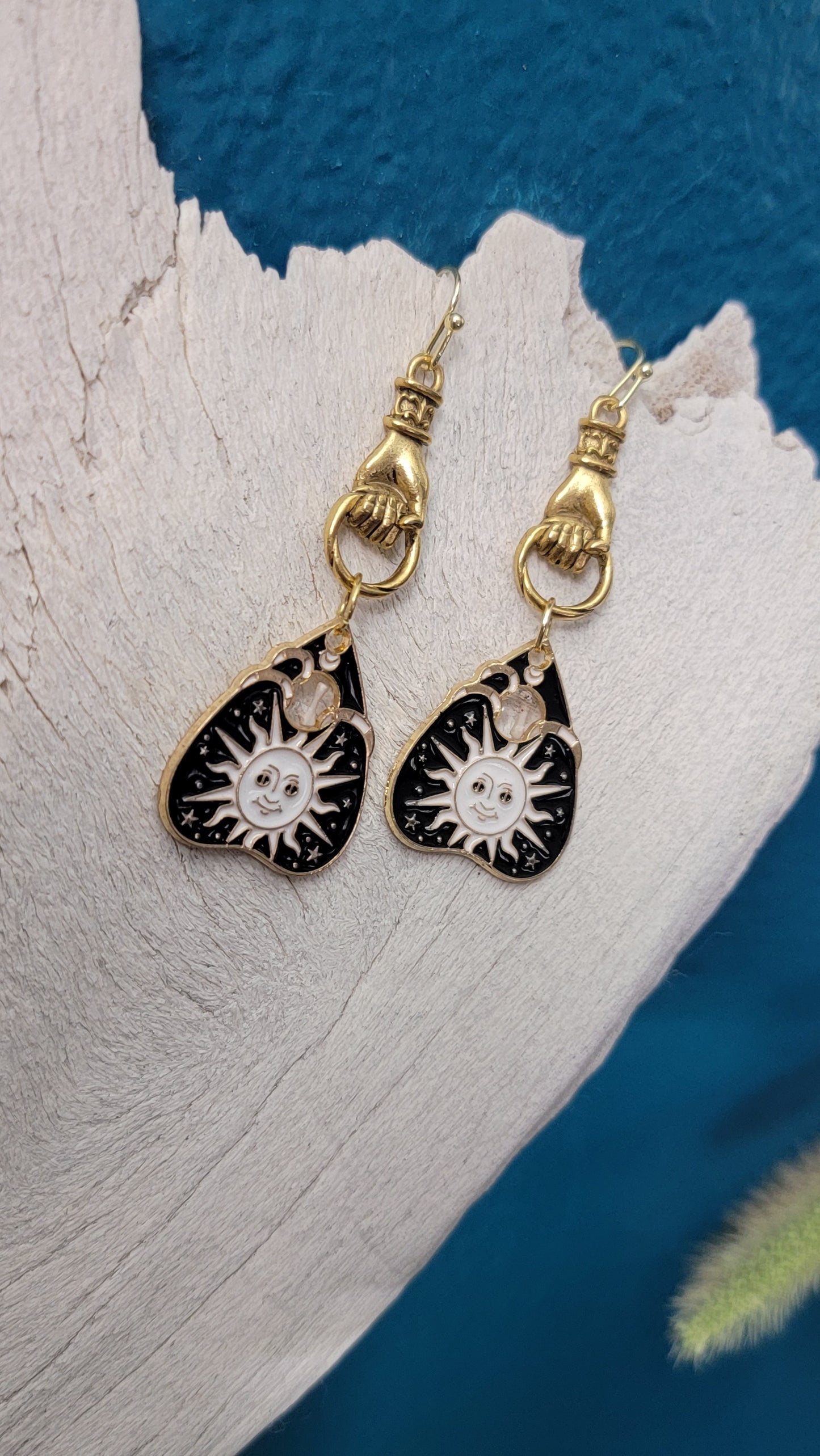 Planchette Sun with Ground Squirrel Bone Earrings
