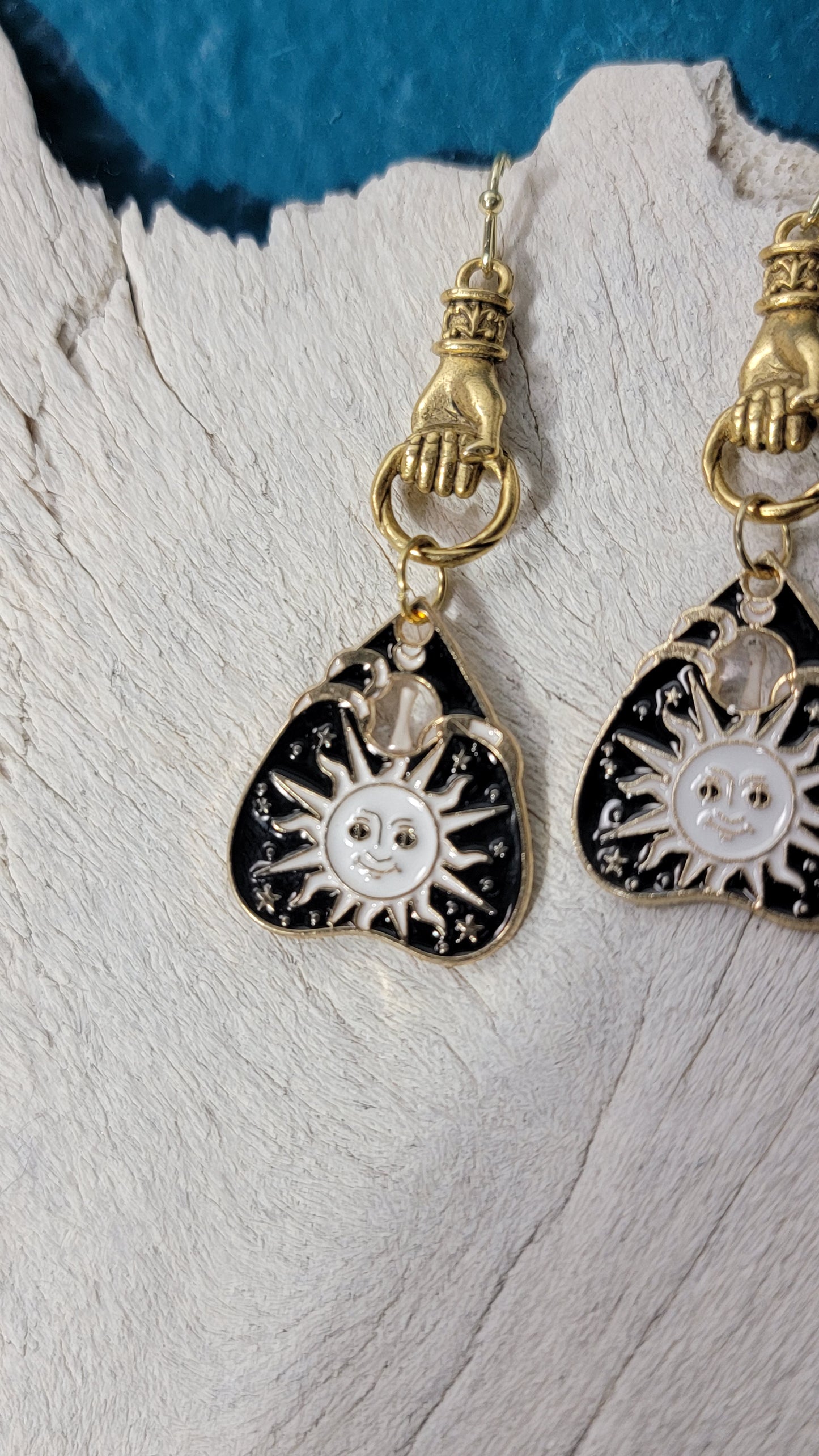 Planchette Sun with Ground Squirrel Bone Earrings