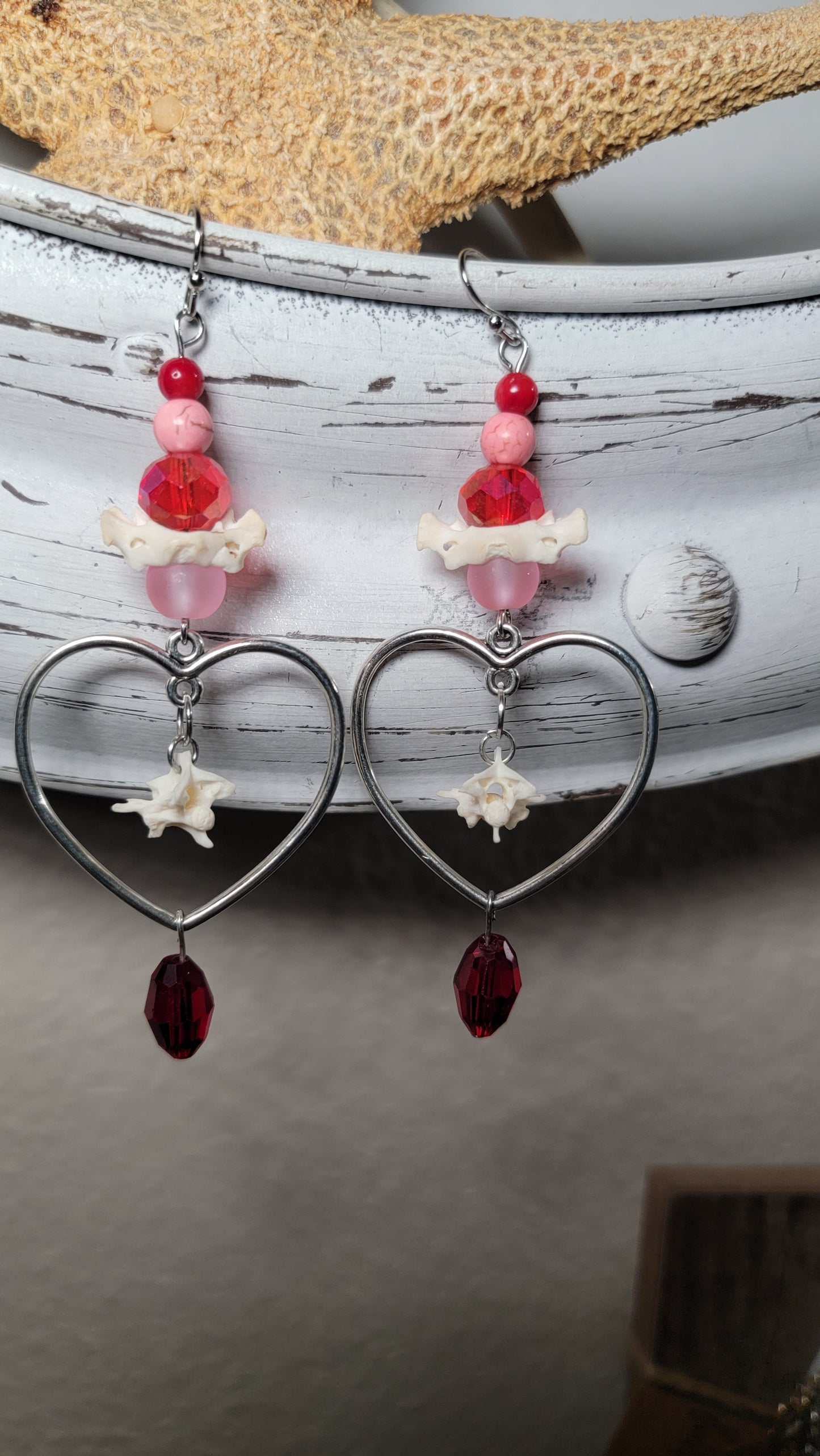 Rattlesnake and Muskrat Atlas Heart  Earrings