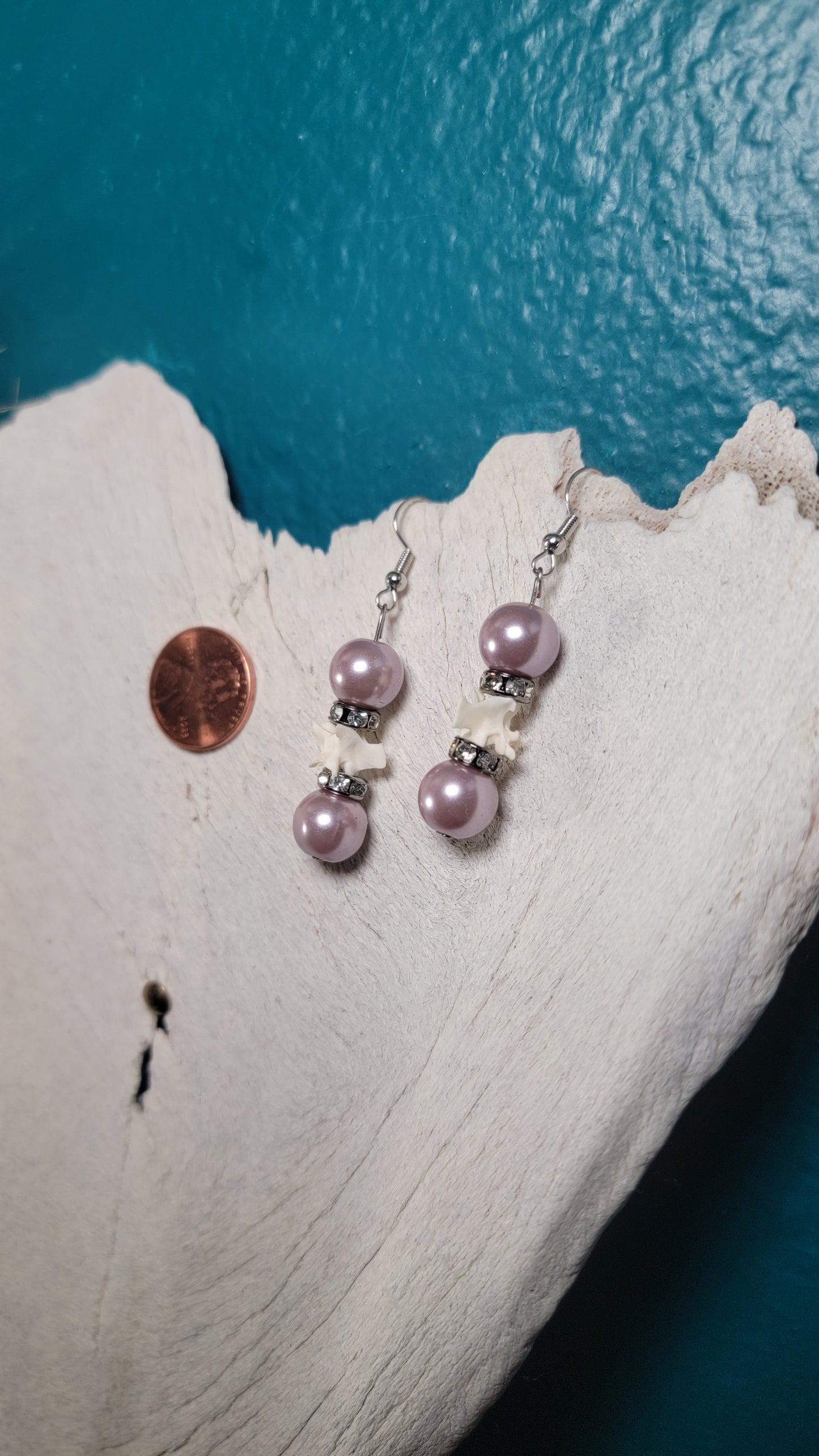 Lavender Sparkling Rattlesnake Vertebrae Earrings