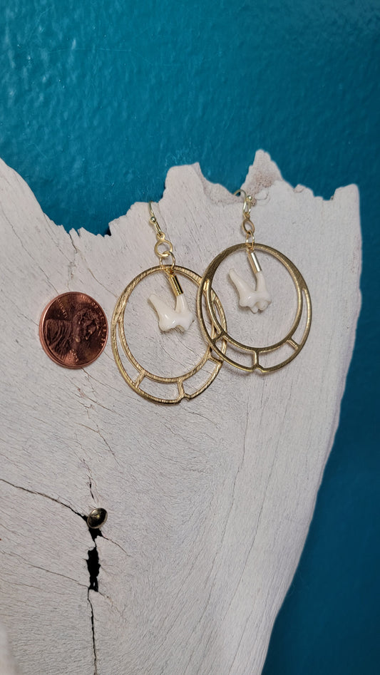 Earrings- Gold Hoops Raccoon Molar