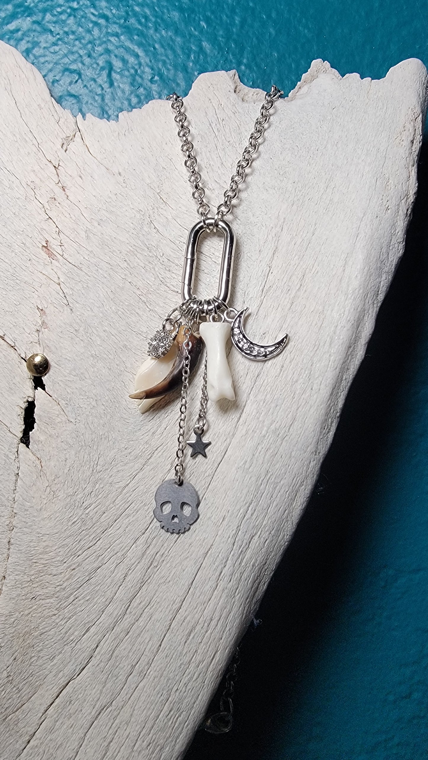 Silver Charm and Bone Necklace mix