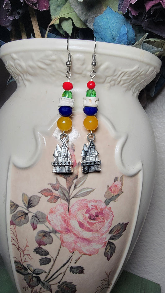 Fish Bone and Harry Potter Hogwarts Charm Earrings