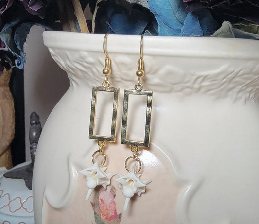 Gold Rectangle with Rattlesnake Earrings