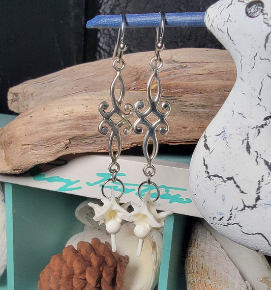 Silver Ornate Charm with Rattlesnake Earrings