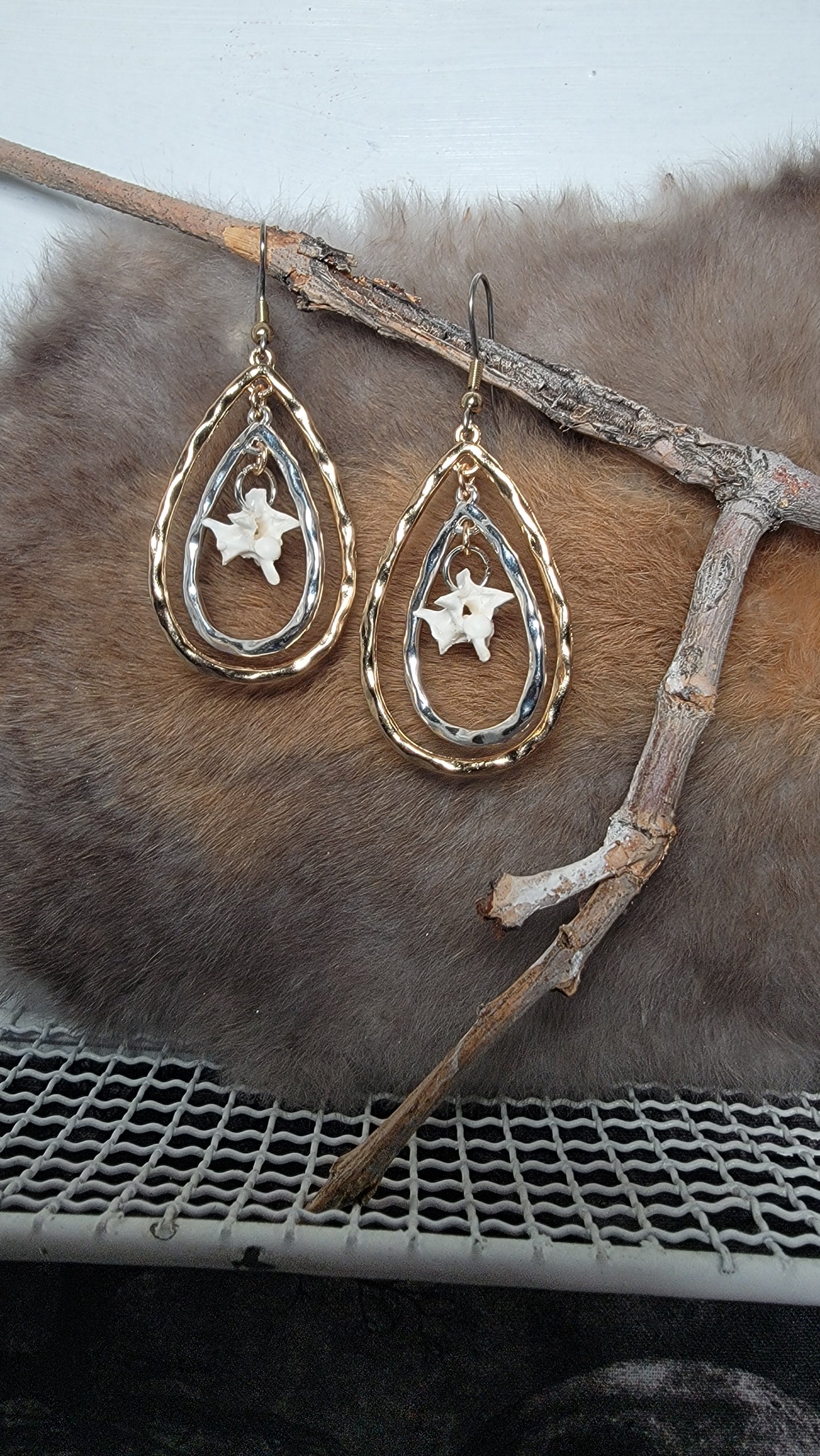 Silver and Gold Hoops with Rattlesnake Earrings
