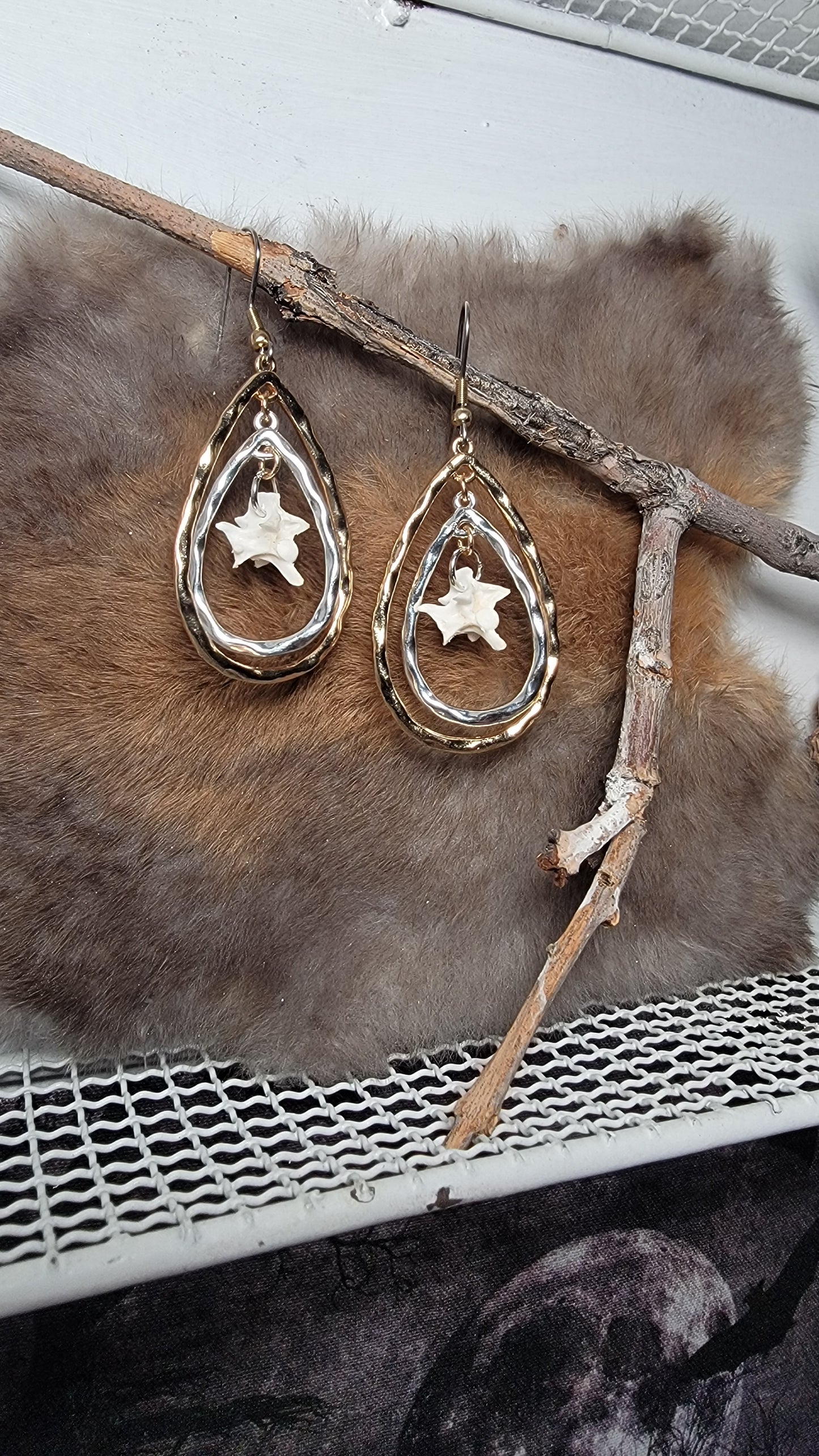 Silver and Gold Hoops with Rattlesnake Earrings