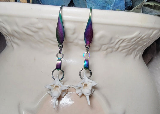 Oil Slick Multi color Rattlesnake  Earrings