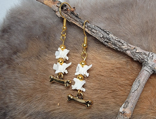 Gold Bone Charm with Rattlesnake Earrings