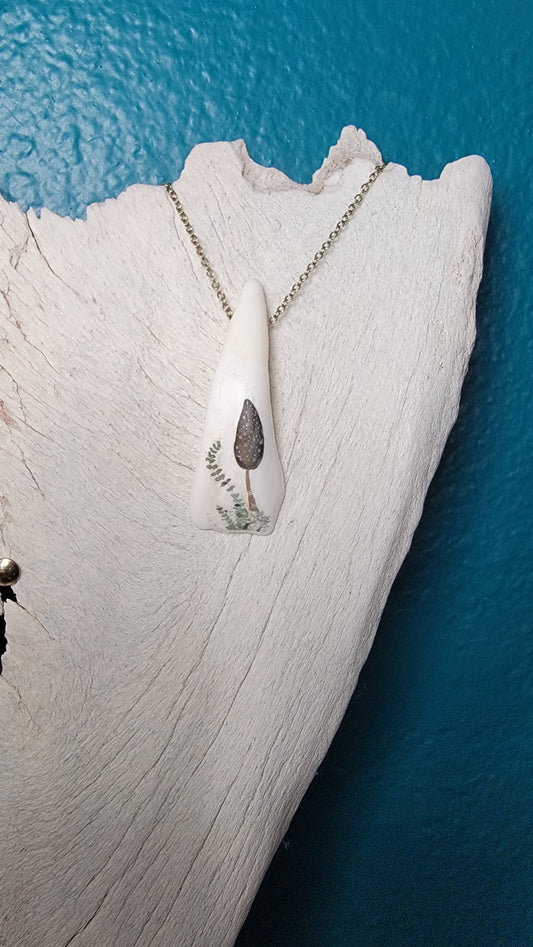 Necklace -Bison Tooth- Mushroom