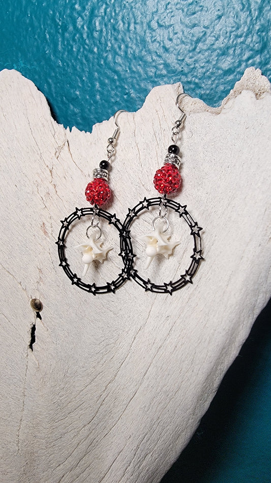 Earrings - Rattlesnake Vert with Star Hoops