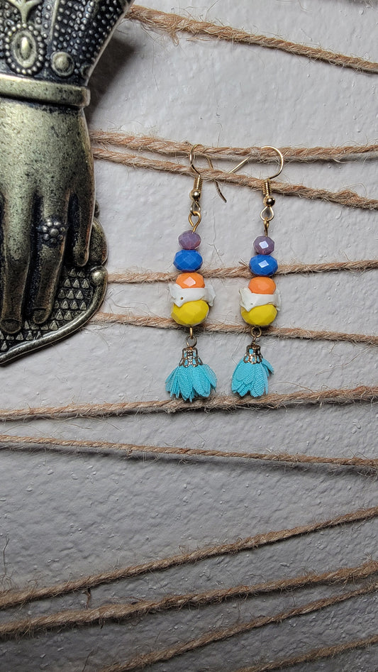 Earrings - Rabbit Atlas and Colorful Beads