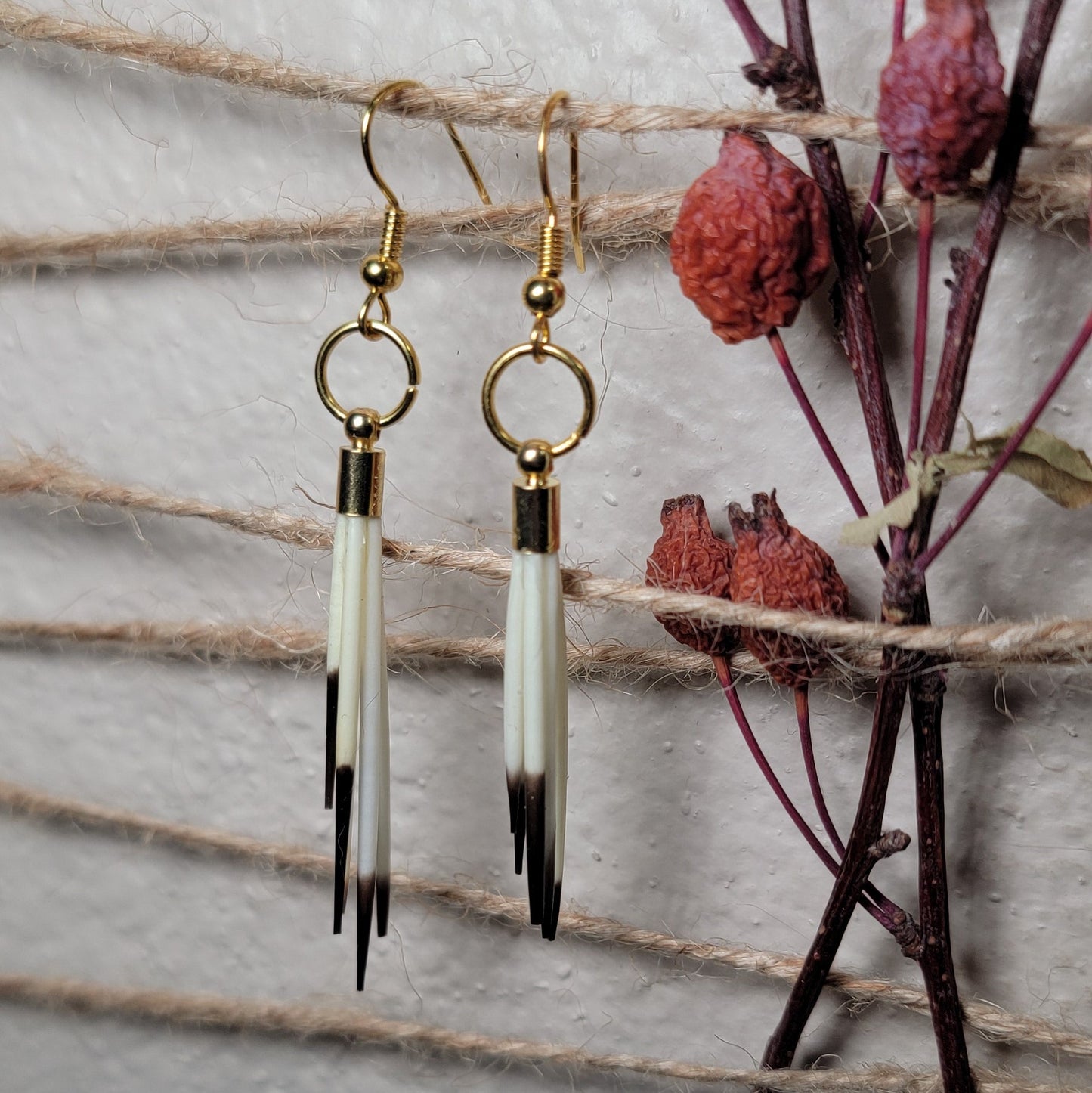 Earrings -Porcupine Quills Minimalist Gold