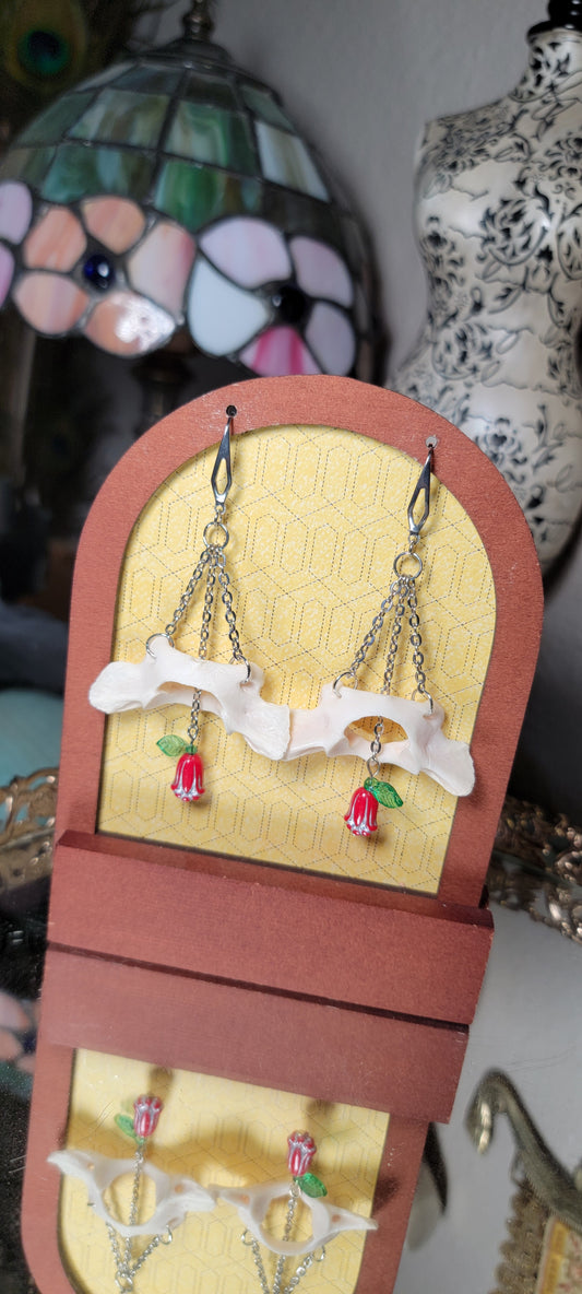 Earrings - Beaver Atlas Bone with Tulip Bead