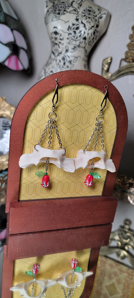 Earrings - Beaver Atlas Bone with Tulip Bead