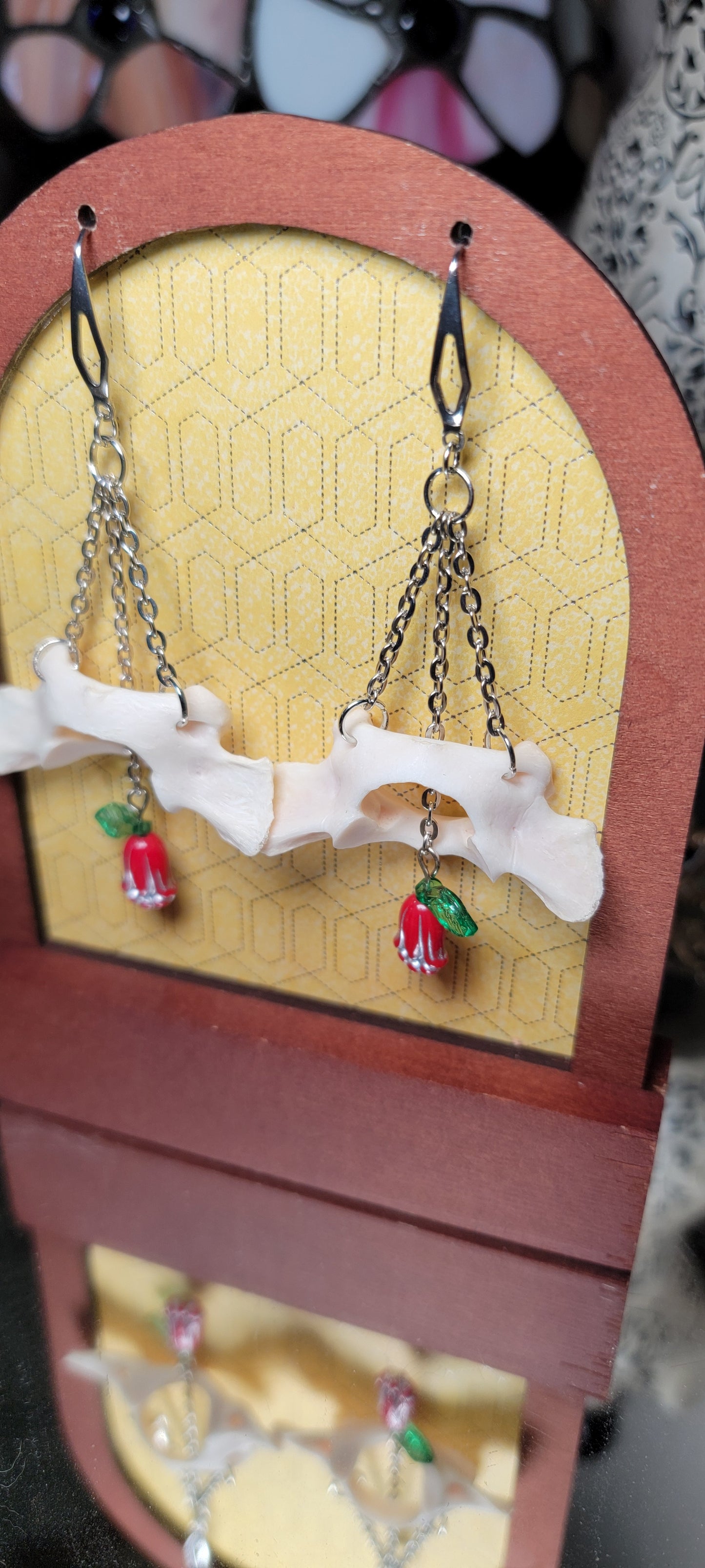 Earrings - Beaver Atlas Bone with Tulip Bead