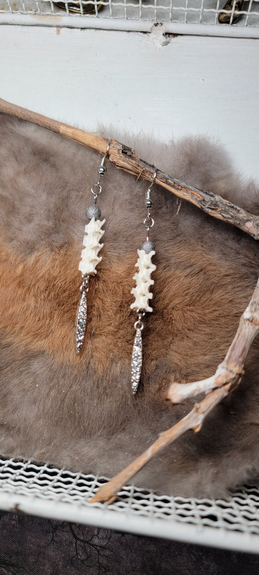 Earrings - Rattlesnake Vertebrae and Bling
