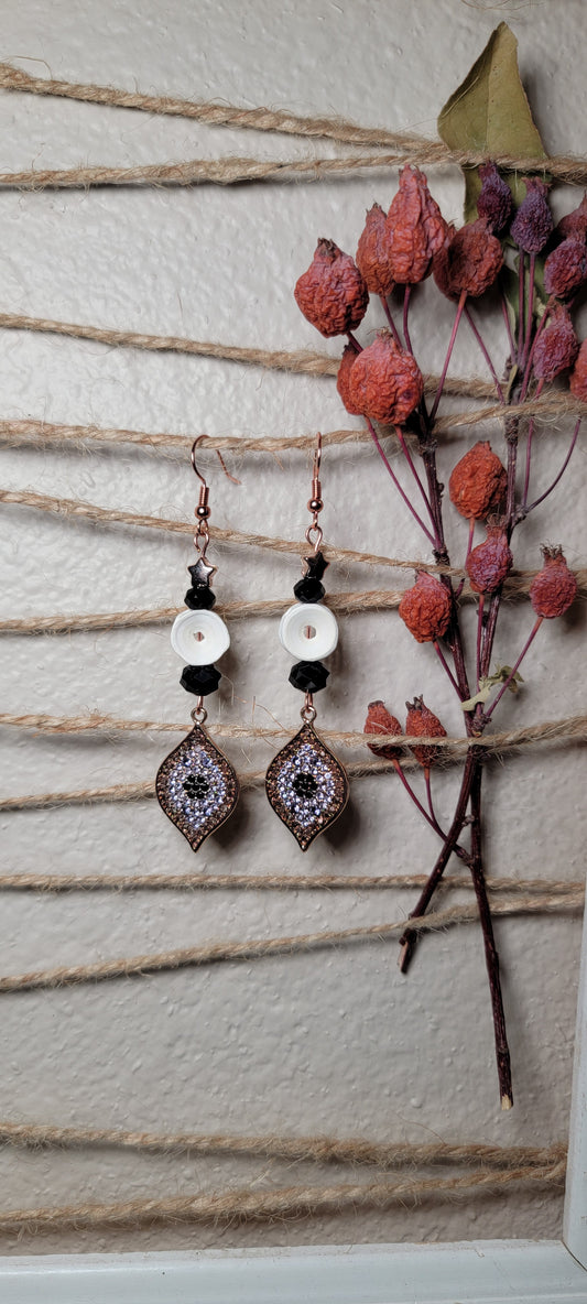 Earrings - Fish Bone in Rose Gold and Lavender