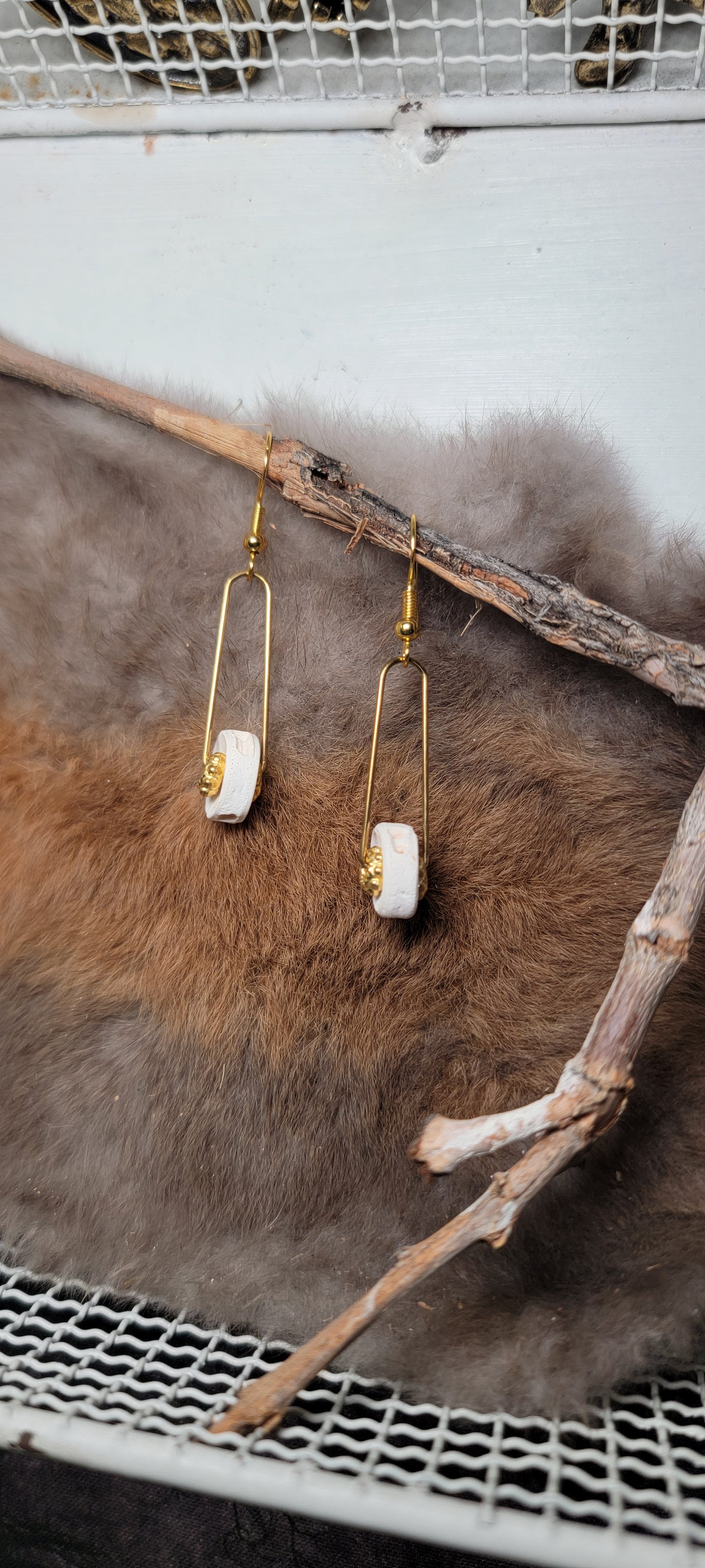 Earrings - Minimalist Style - Fish Bone and Gold