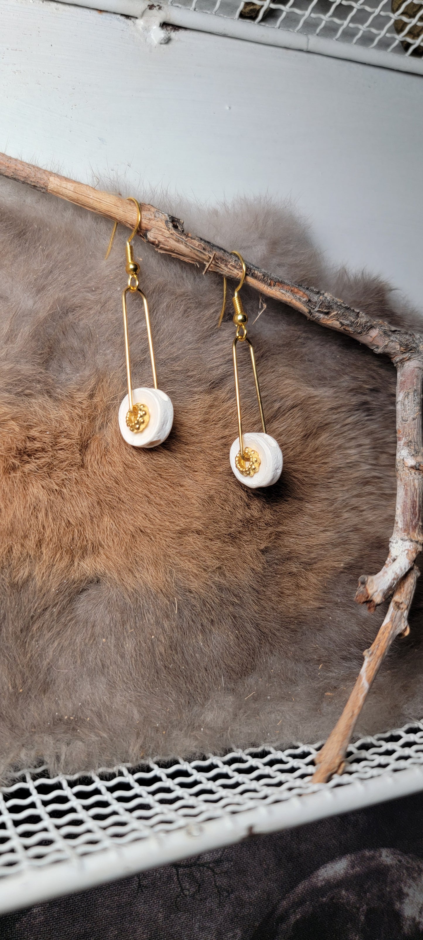 Earrings - Minimalist Style - Fish Bone and Gold