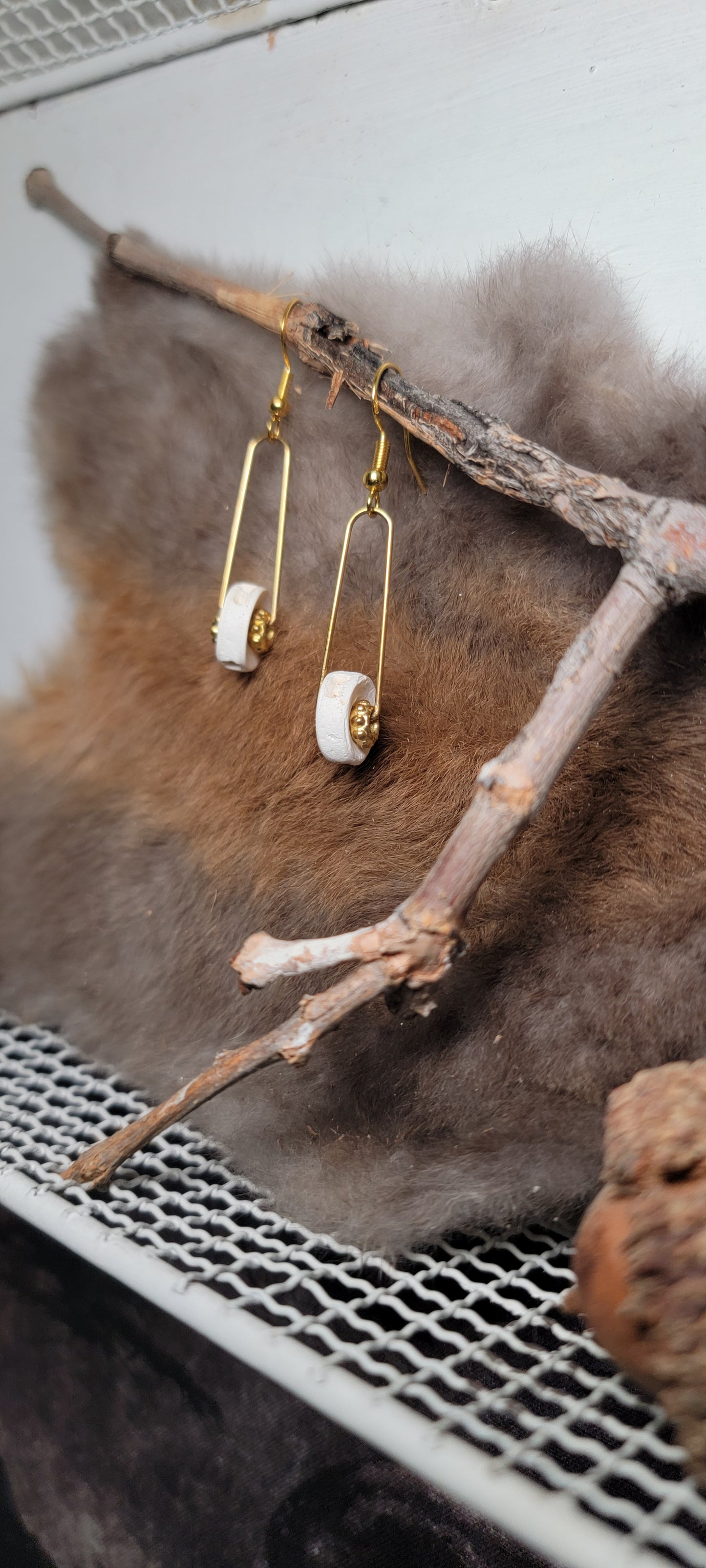 Earrings - Minimalist Style - Fish Bone and Gold