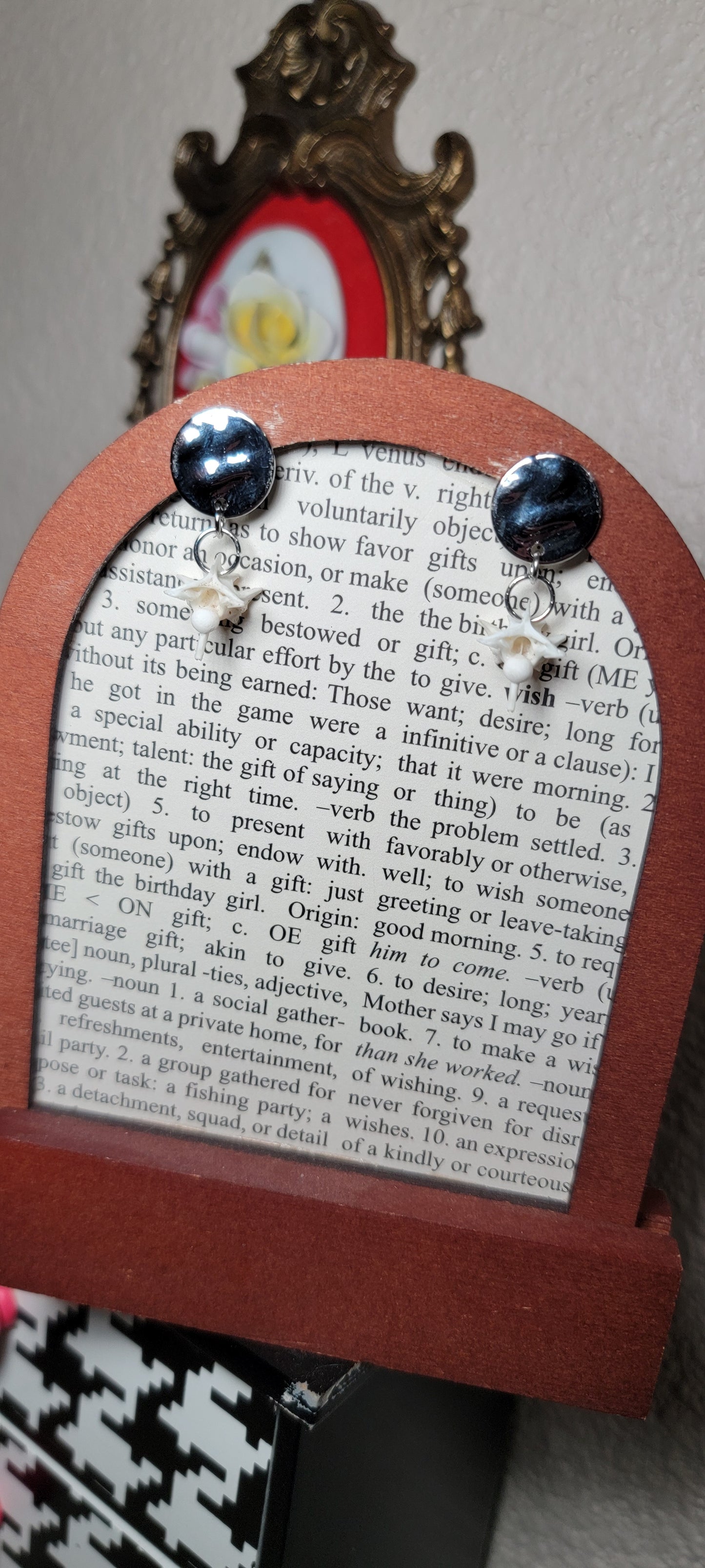 Earrings - Post - Rattlesnake Vertebrae with Hammered Silver Disc