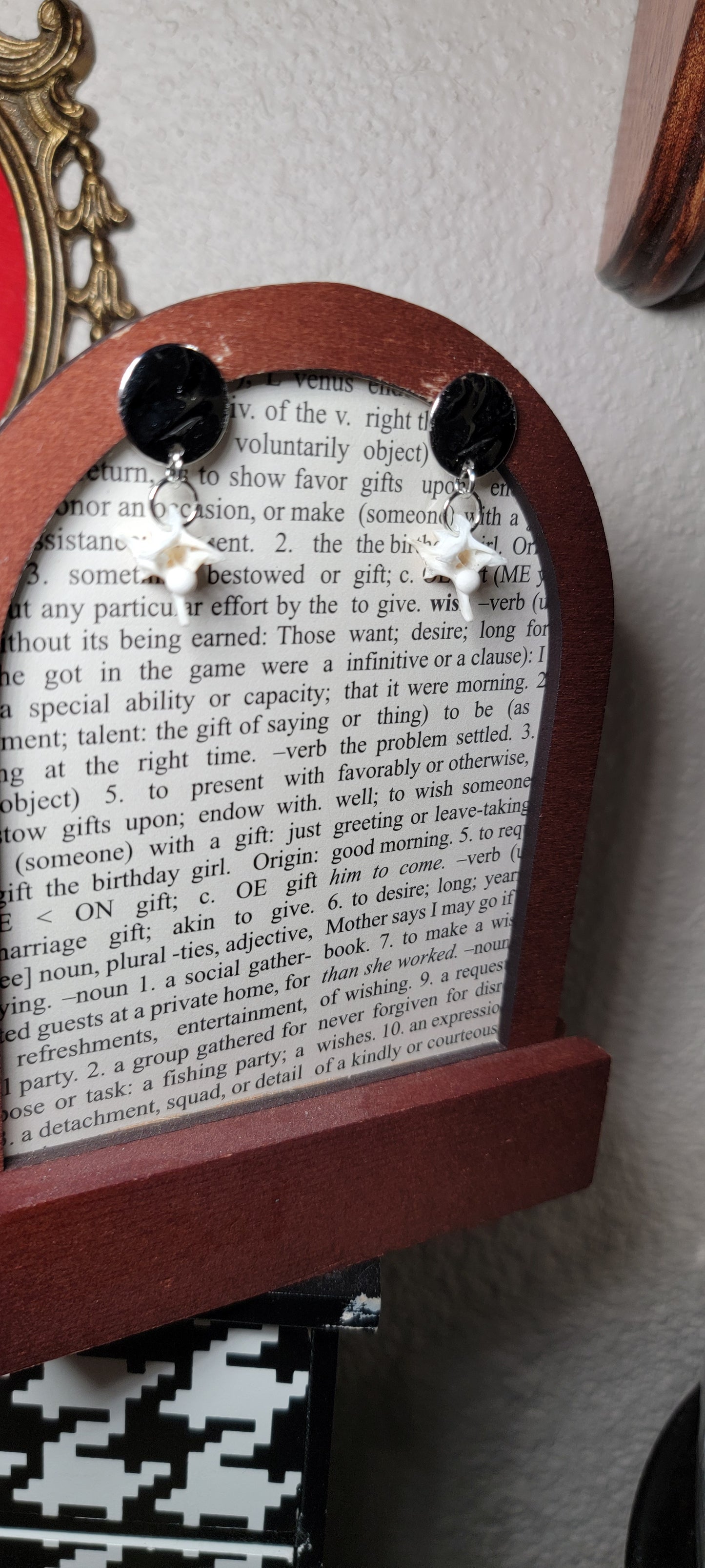 Earrings - Post - Rattlesnake Vertebrae with Hammered Silver Disc