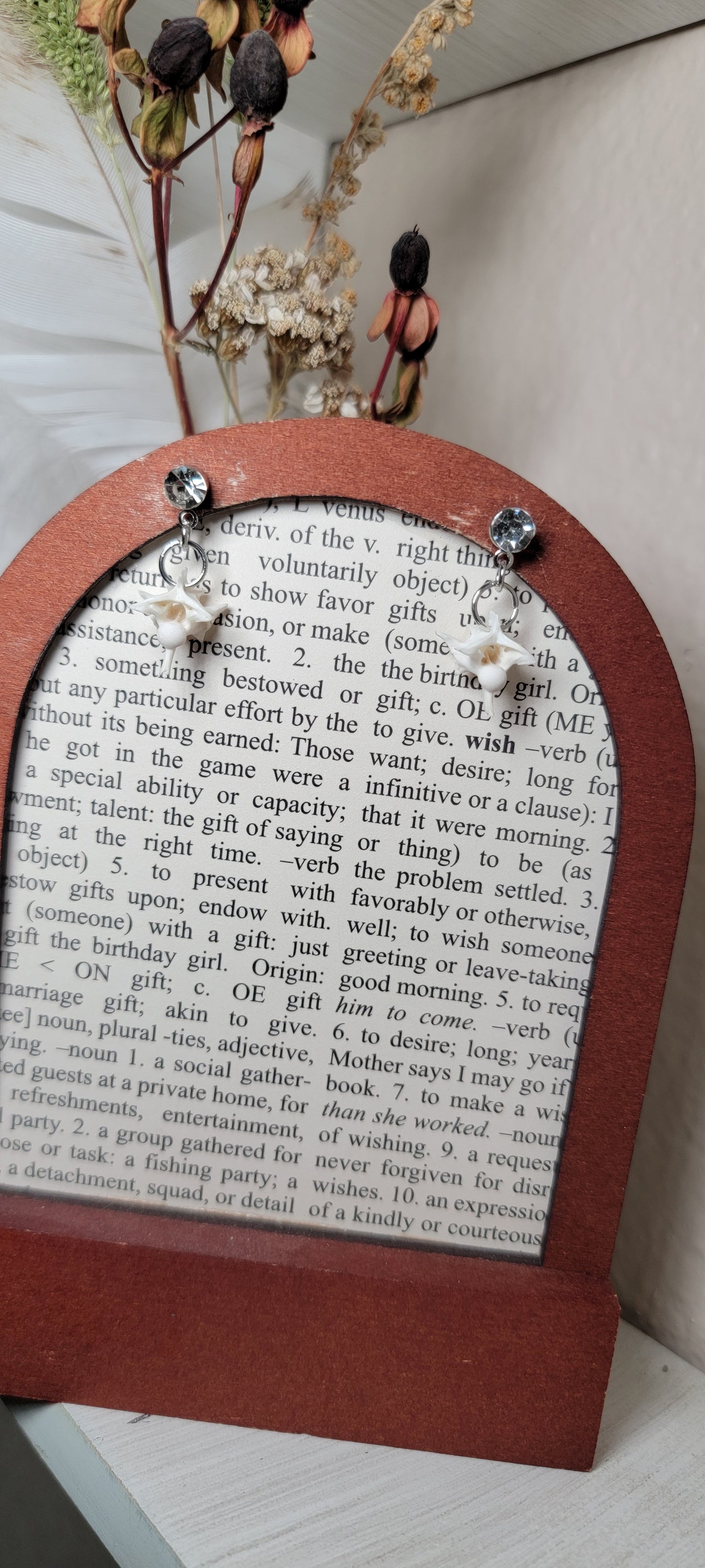 Earrings - Post - Rattlesnake Vertebrae with Faux Diamond