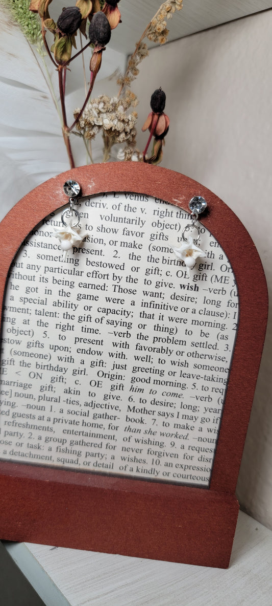 Earrings - Post - Rattlesnake Vertebrae with Faux Diamond