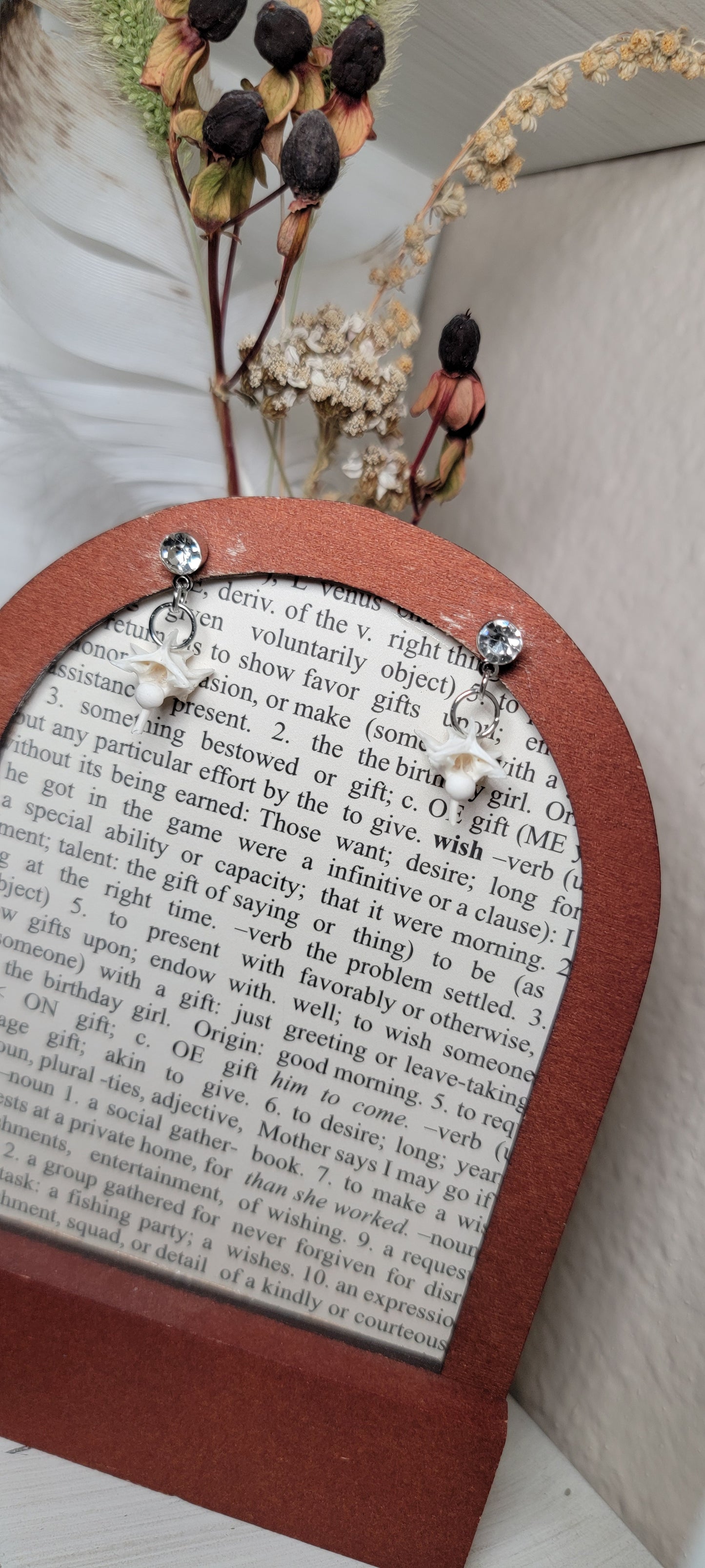 Earrings - Post - Rattlesnake Vertebrae with Faux Diamond