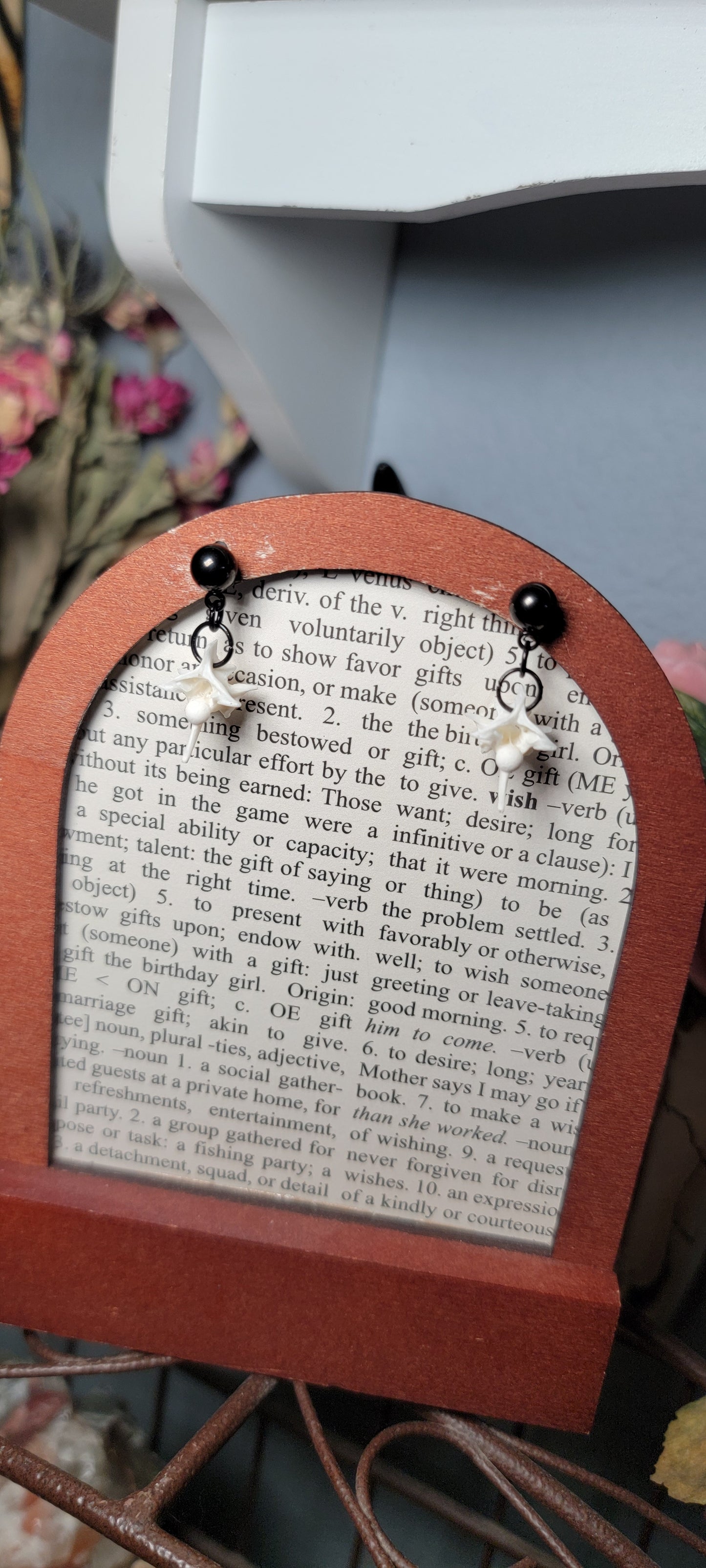 Earrings - Post - Rattlesnake Vertebrae with Black Ball