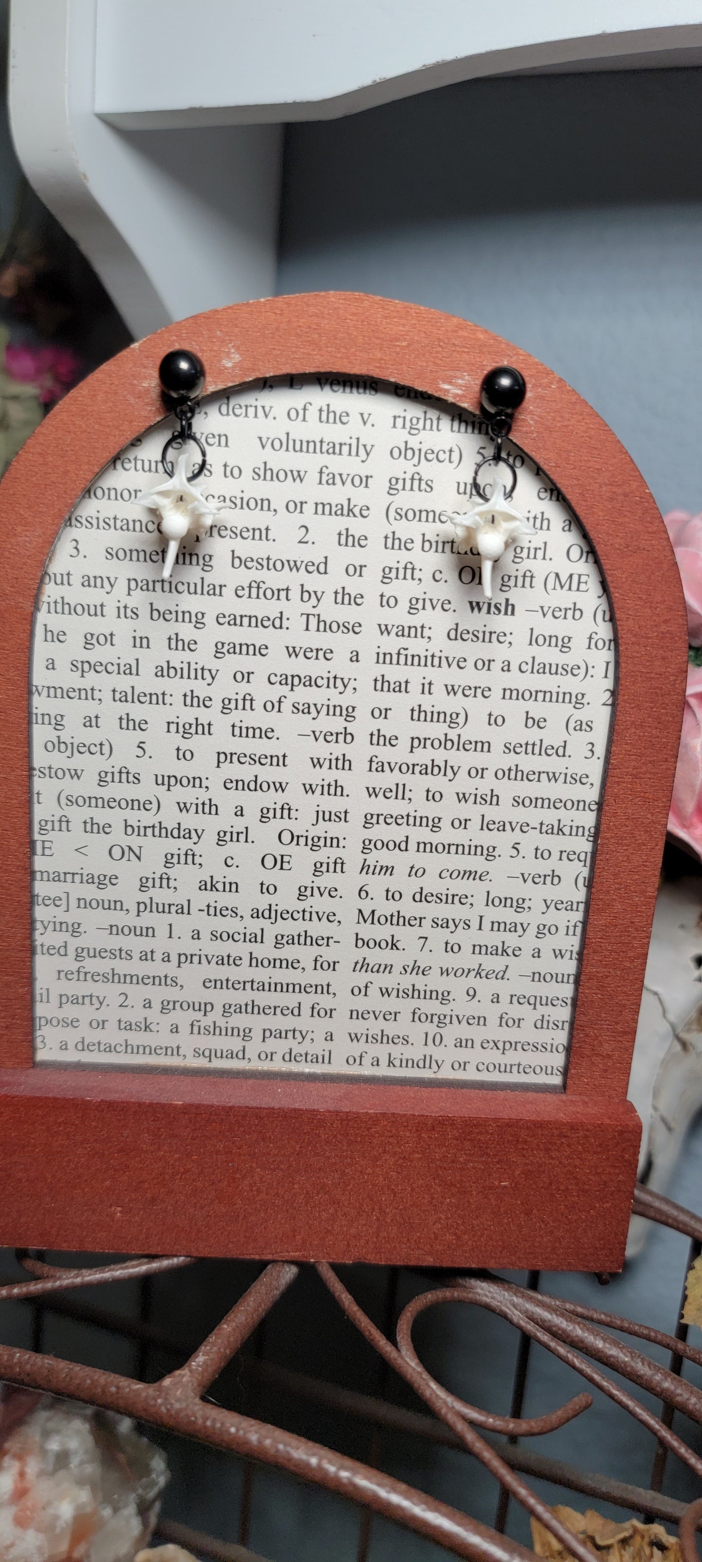 Earrings - Post - Rattlesnake Vertebrae with Black Ball