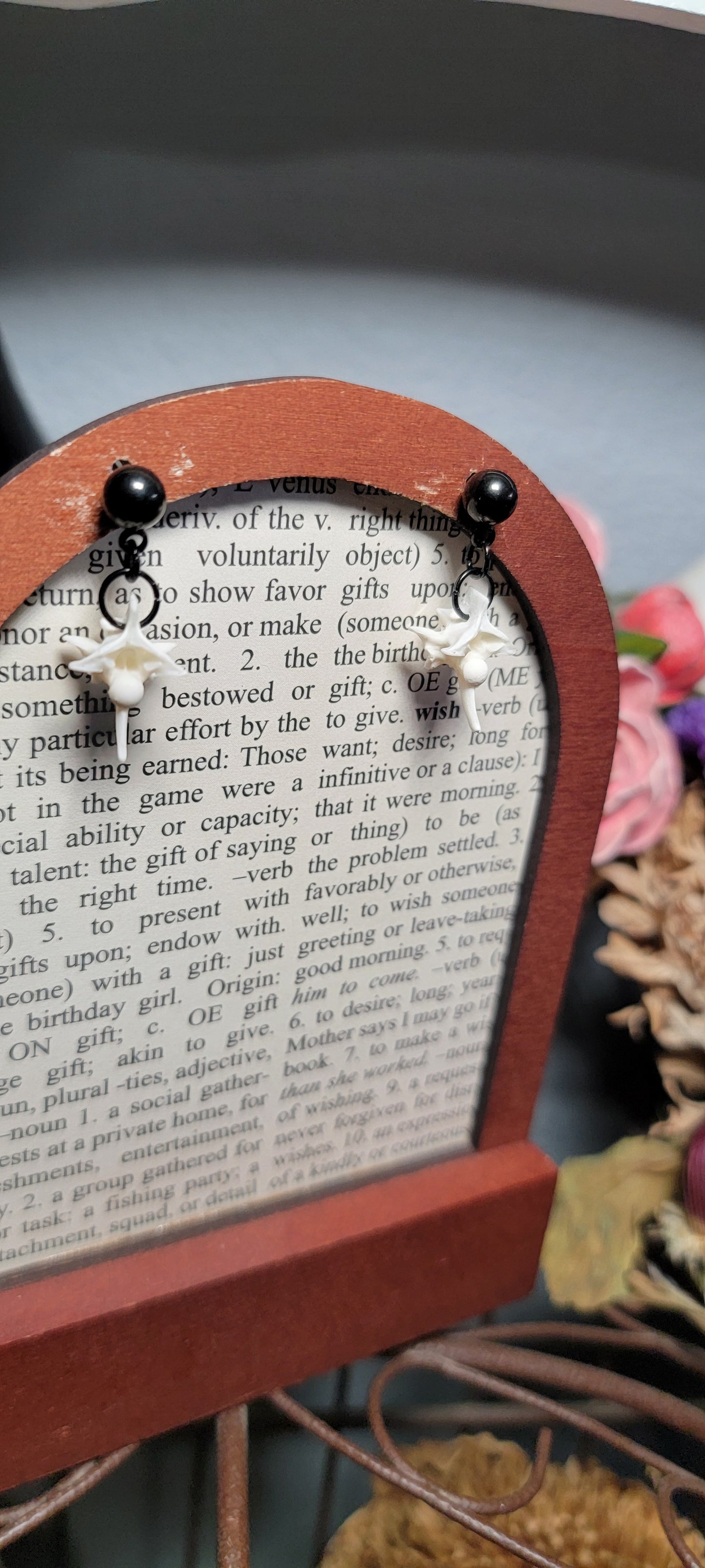 Earrings - Post - Rattlesnake Vertebrae with Black Ball