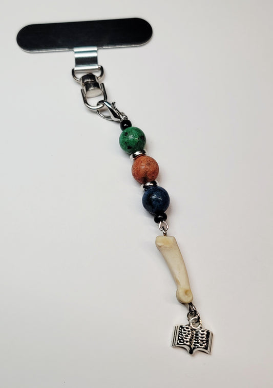 Phone Charm- Bobcat Toe with Book Charm
