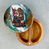 Multipurpose Olive Wood " Hat and Boots " Salt Cellar with 24K Gold