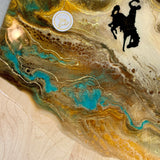 " Steamboat " Maple Wood Cheese Board with 24K Gold