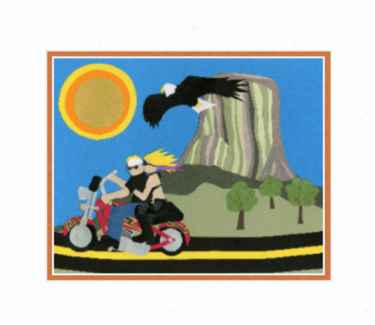 " Easy Riders at Devil's Tower " Paper Collage Art