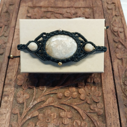 Chrysanthemum Fossil Adjustable Knotted Bracelet