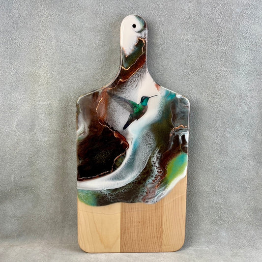 " Hummingbird " Artisan Handmade Maple Cheeseboard with Copper