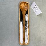 Olive Wood with Black and White Resin Spoon Rest Kitchen Helper