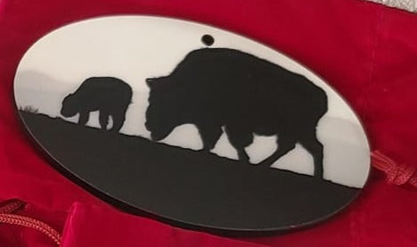 Ornament- "Follow Me" Cow & Calf Bison
