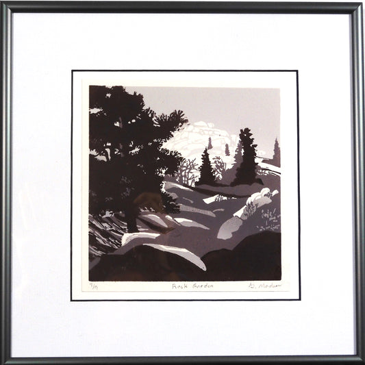 " Rock Garden " Framed Original Relief Print