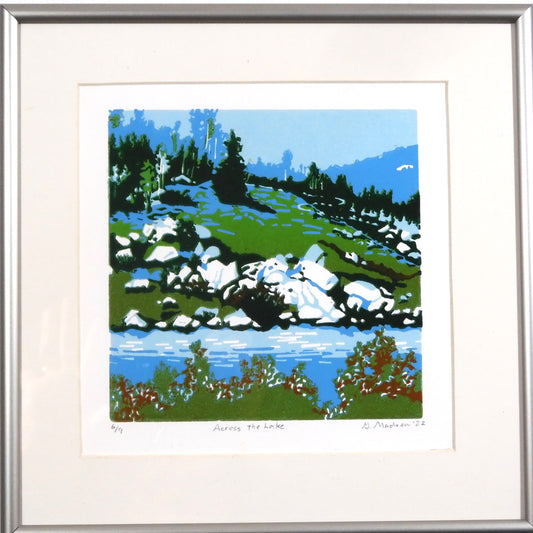 " Across the Lake " Framed Original Relief Print