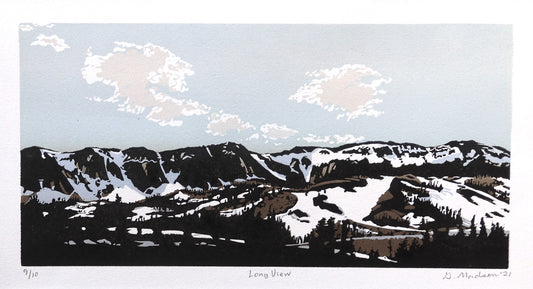 " Long View " Matted Original Relief Print