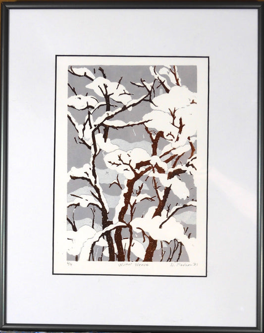 Original Framed Relief Print - "Winter Weave"