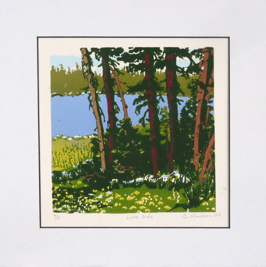 Original Matted Relief Print - "Lake Side"