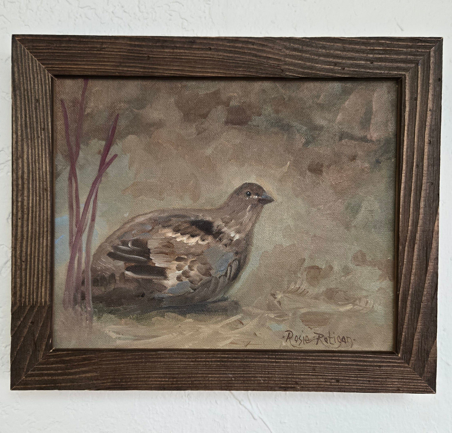 Original Oil Painting Framed- "Camouflaged" Grouse