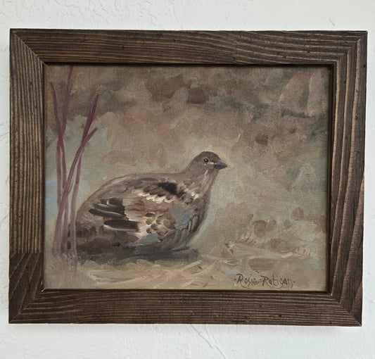 Original Oil Painting Framed- "Camouflaged" Grouse
